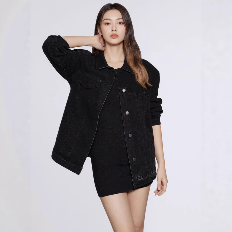 2026 Spring European and American Style Cross-Border Denim Jacket for Women, Loose and Versatile Long-Sleeve Top, New Women's Cardigan Jacket 2026 Spring European and American Style Cross-Border Denim Jacket for Women, Loose and Versatile Long-Sleeve Top, New Women's Cardigan Jacket