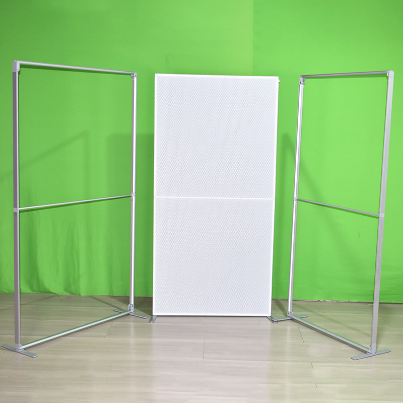 Baek estante de exhibición plegable estante de exhibición de red de tracción plegable estante de exhibición de pared de fondo de publicidad al aire libre estante de exhibición de pantalla rápida de hierro a prueba de viento