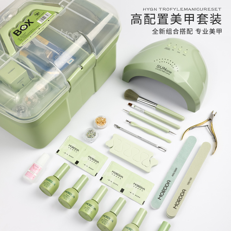 Complete Set of Manicure Tools for Beginners, Home Nail Polish Glue, High-Quality Phototherapy Machine for Beginners, Special for Manicure Opening