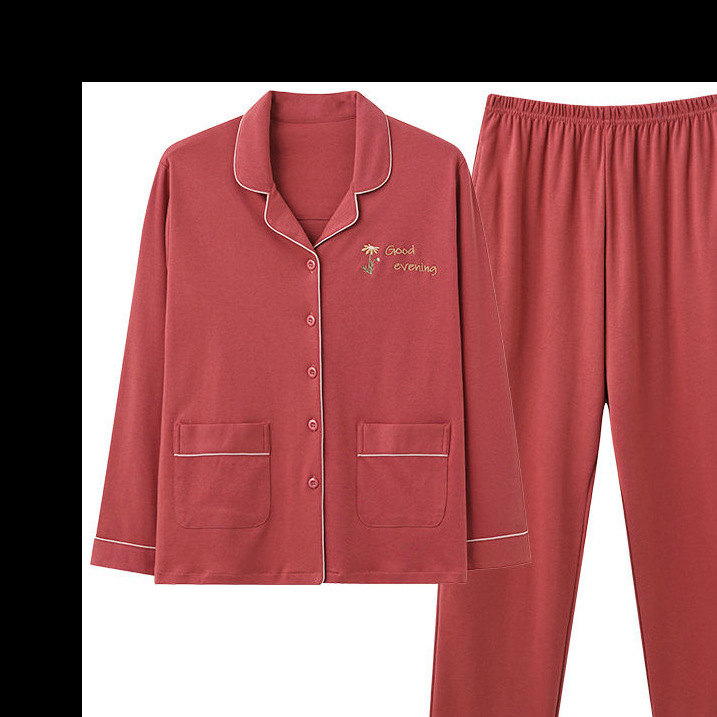 Pijamas de nuevo estilo para mujer primavera y otoño cardigan de manga larga de gran tamaño, las madres de mediana edad pueden usar trajes exteriores, servicio a domicilio de alta gama