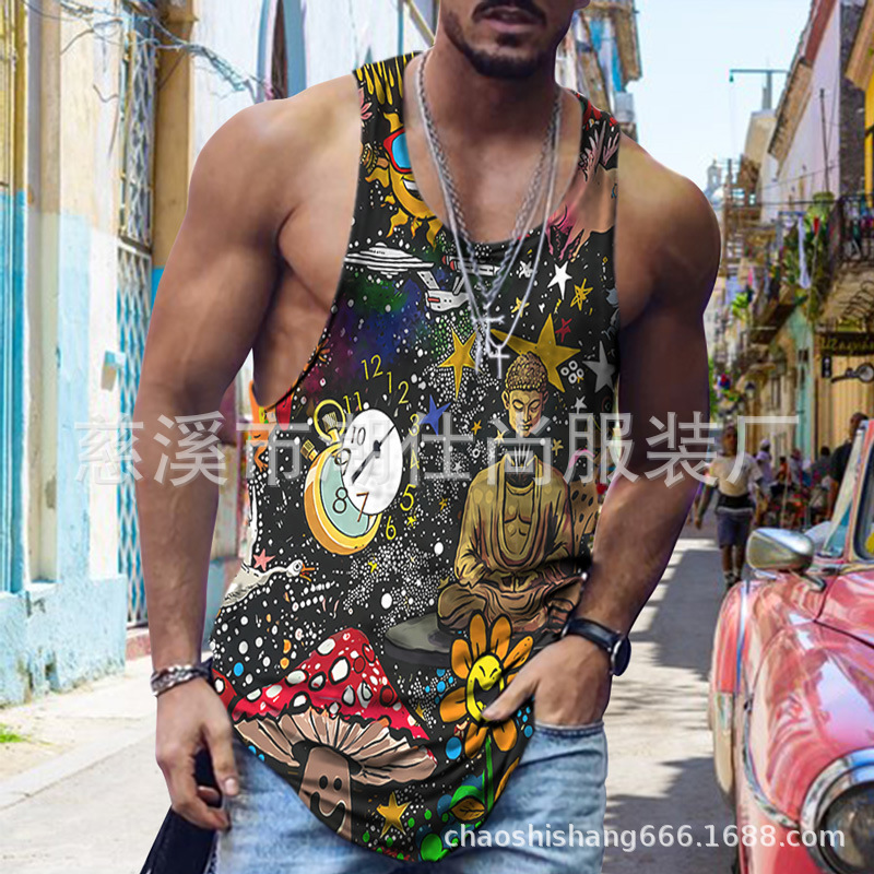 Camiseta sin mangas hombre fitness running verano estilo europeo Venom