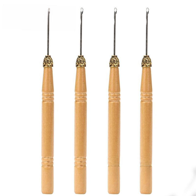 Dreamy dirty braided yarn hair extension band tongue hook needle plastic handle wooden handle wig accessories closure hook hair tongue hook hair extension