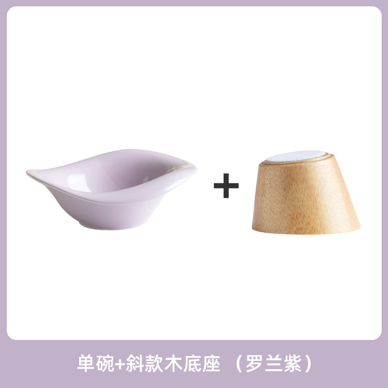 Dividir tazón de fuente del gato de cerámica Pet Bowl alto pie boca oblicua protección del cuello anti-golpe tazón de fuente de comida para gatos tazón de fuente de perro al por mayor