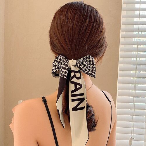 Silk scarf headband for women to tie hair and Internet celebrity 2024 new summer thin style French super fairy headband streamer ribbon headdress