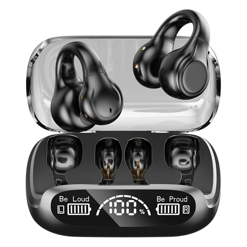 Transfronteriza nueva conducción ósea auricular Bluetooth inalámbrico pantalla digital clip de oído reducción de ruido ultra-larga espera 5,3 Bluetooth modelo privado