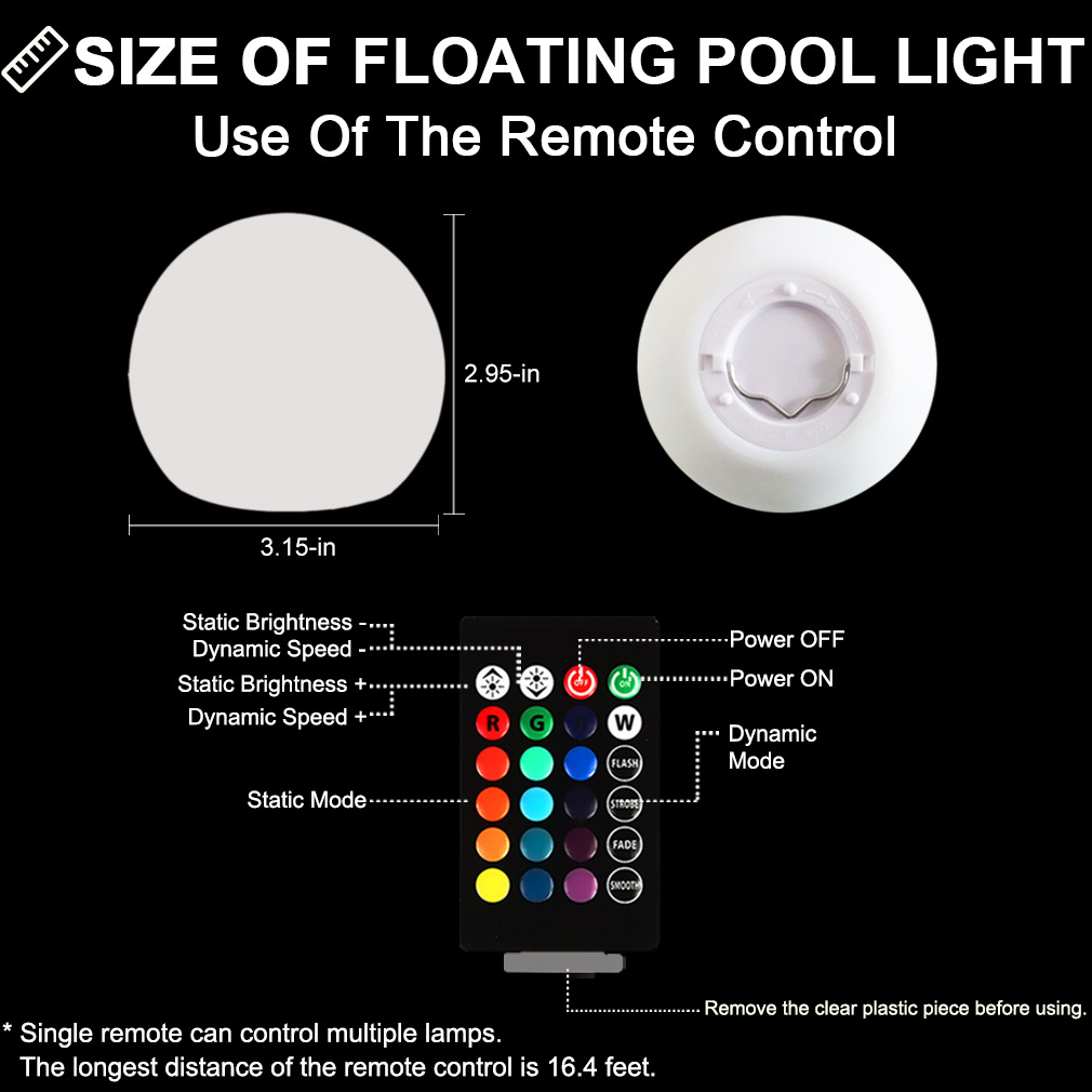 Venta caliente transfronteriza piscina bola flotante luz bola led bola luminosa control remoto al aire libre impermeable colorido piscina luz