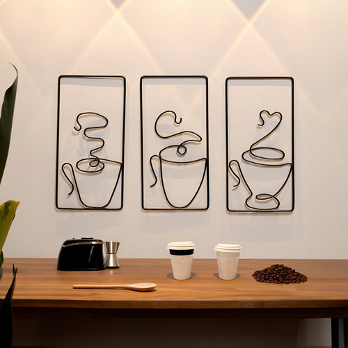 Nordic style living room wall decoration painting milk tea shop restaurant background wall hanging high-end light luxury iron painting hanging painting