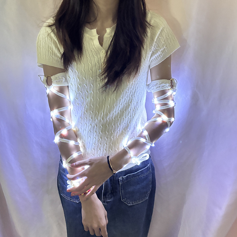 Sílaba eléctrica LED luminoso muslo correa DJ trajes de espectáculo nocturno sexo interesante LED hueco correa cruzada