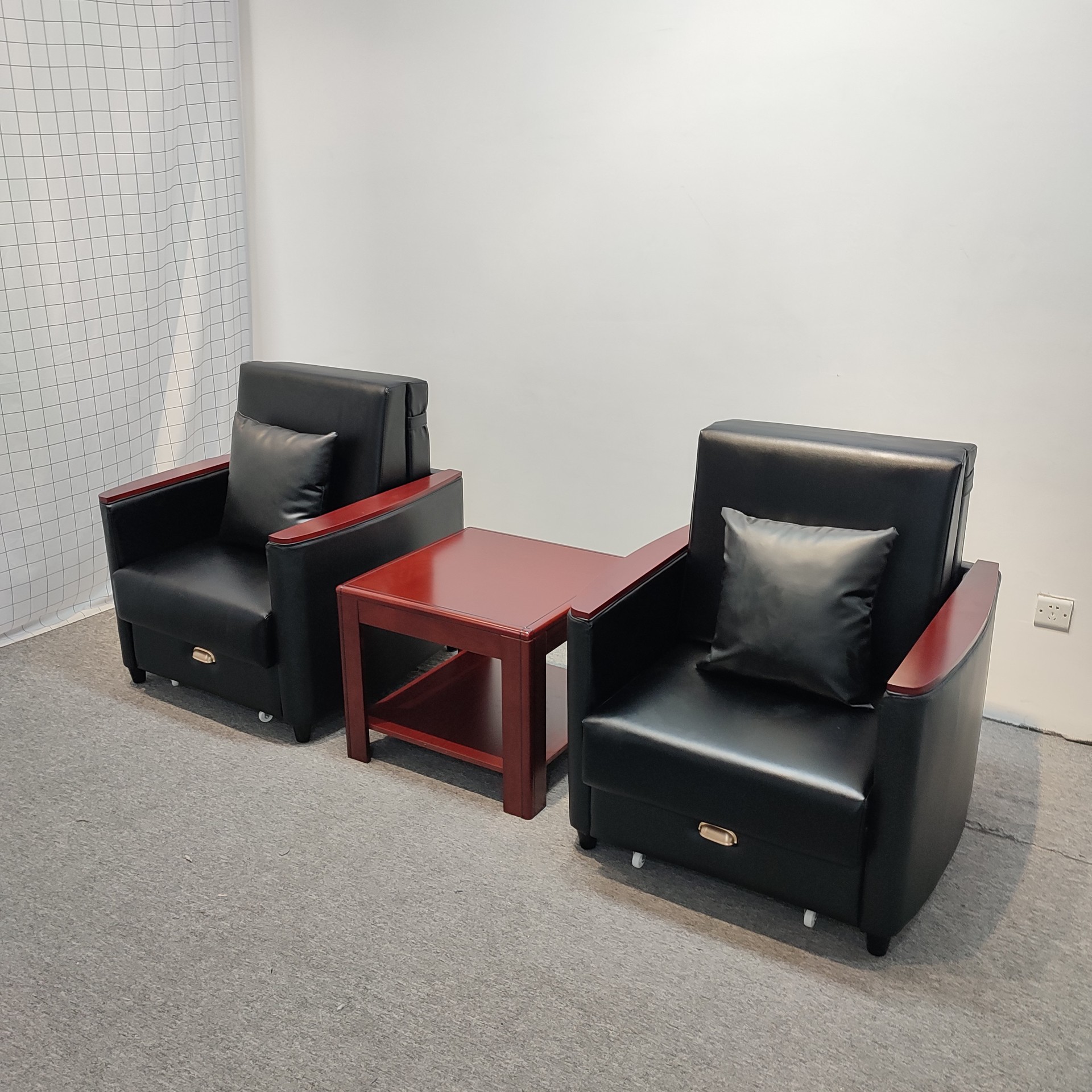 Almacenamiento plegable multifuncional de una sola persona balcón sofá cama de almuerzo tecnología tela silla de oficina artística de cuero