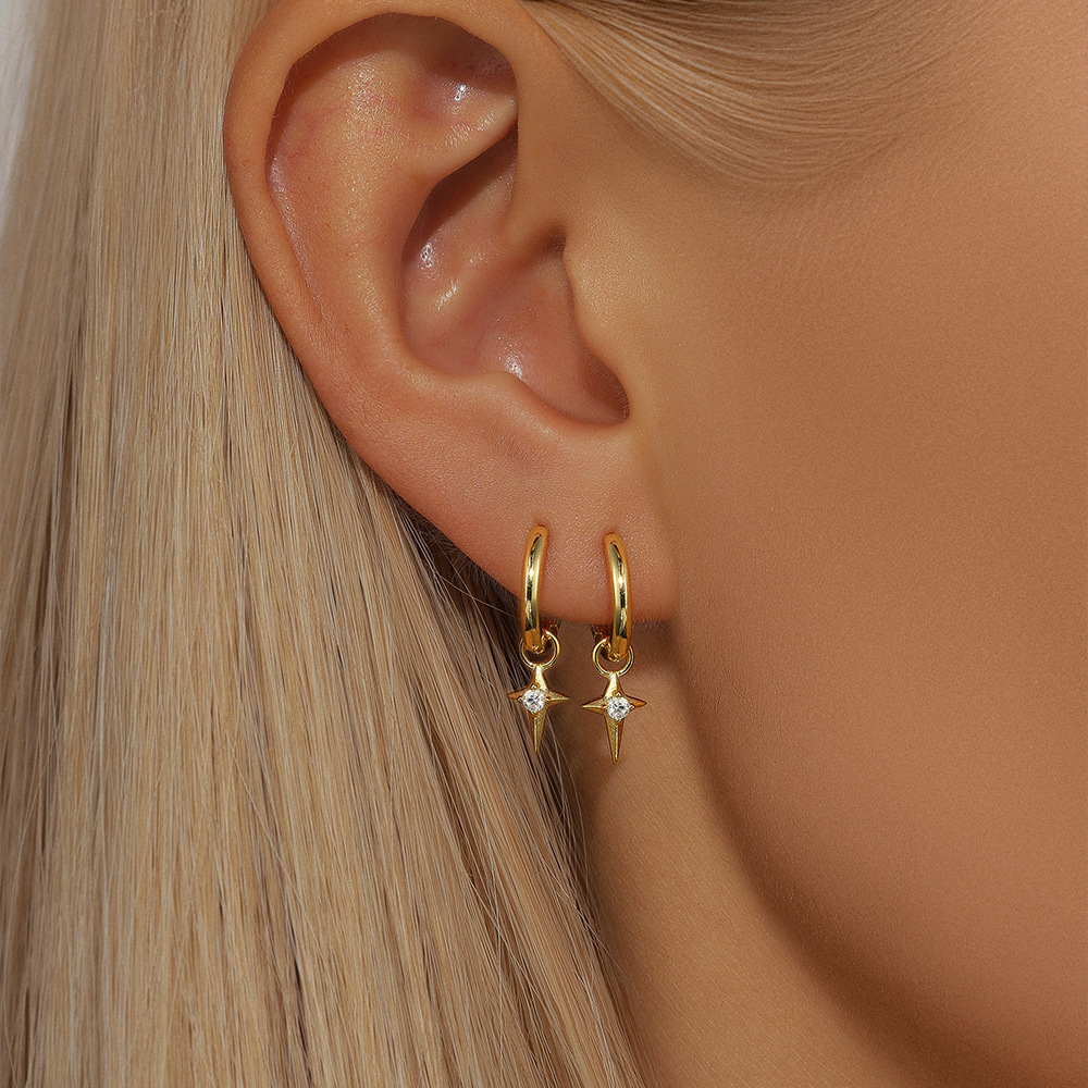 5g Weight 925 Sterling Silver Ear Needle Material Zircon Inlay Material Earrings Classification 1 Pair Quantity Holiday, Travel, Daily Occasion 925 Sterling Silver Material Geometric Pattern Women's Gender Plating Design Simple Style, Streetwear Style 1 Pair 925 Sterling Silver Zircon Geometric Earrings 10