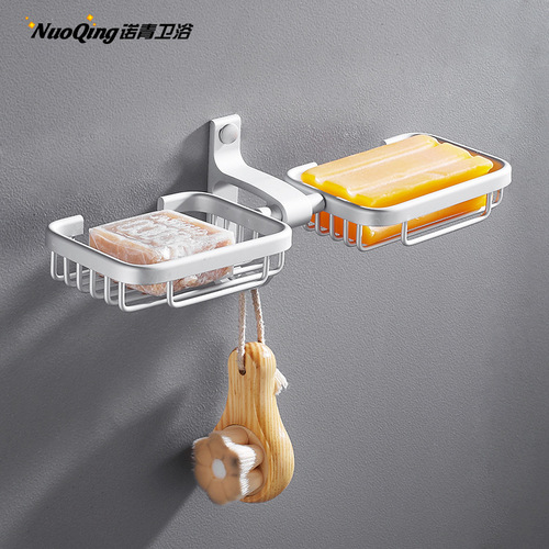 Bathroom soap box bathroom net storage soap rack aluminum alloy wall-mounted punch-free storage soap rack