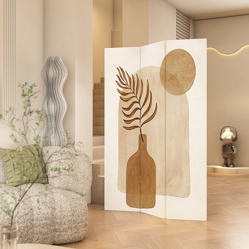 Simple and modern folding screen partition for living room, entrance hall, office, or beauty salon, serving as a backdrop wall
