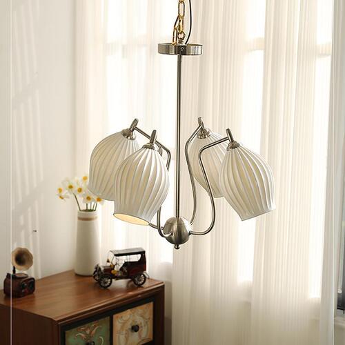 Full spectrum eye protection lamp French cream Bauhaus ceramic chandelier medieval living room bedroom main room dining room lamp