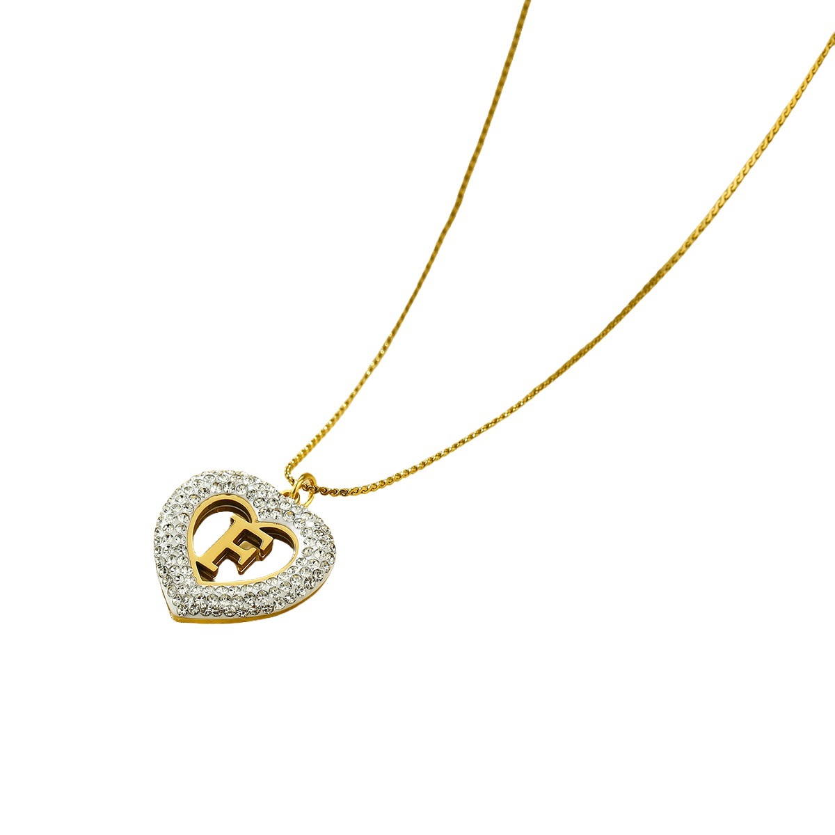 Lady Style Wholesale Jewelry Lady Heart Shape 304 Stainless Steel Zircon Plating Pendant Necklace
