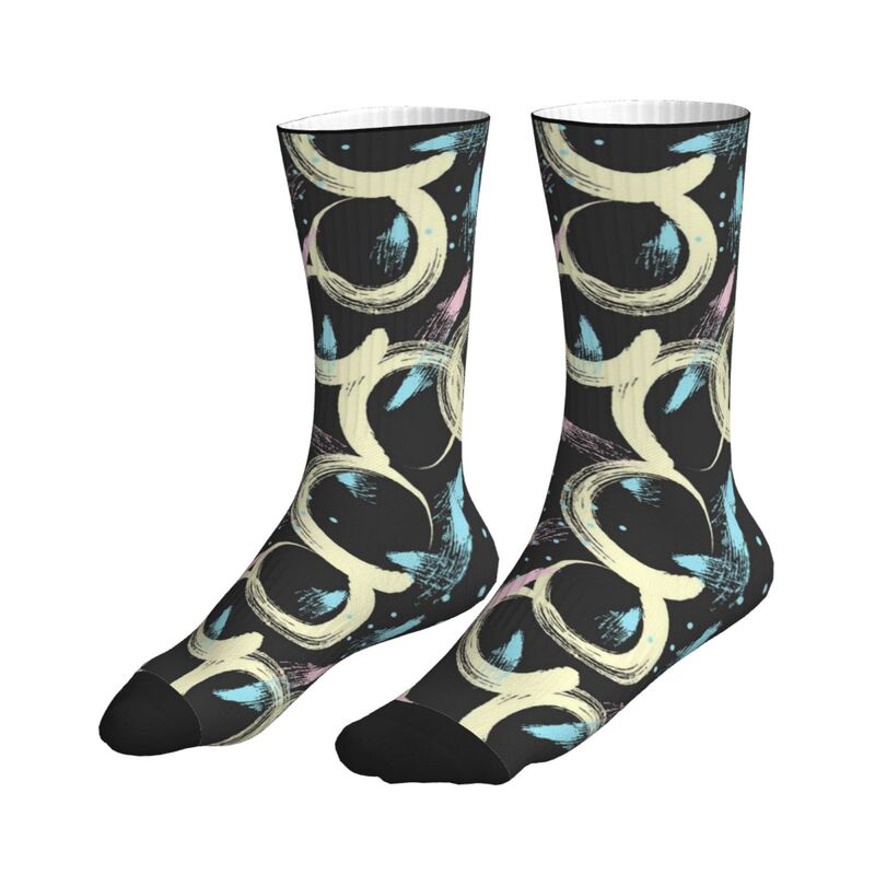 Abstract Looped Stroke Pattern Mid-Calf Socks, Cross-Border Hot-Selling Art Graffiti Style Trendy Socks Abstract Looped Stroke Pattern Mid-Calf Socks, Cross-Border Hot-Selling Art Graffiti Style Trendy Socks