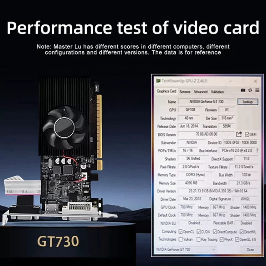 GT730 4G независимая видеокарта GDDR3 флэш-память полуторка карта малого форм-фактора GT730 4G видеокарта