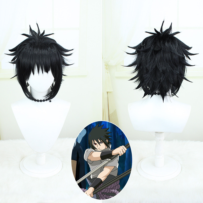 [Drift Art] Black Ninja Uchiha Cos Wig Black Killer Matt Sasuke Soaring Easy Style Wig