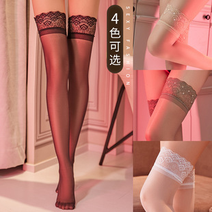 Silicone non-slip peacock lace sexy stockings Shiny Stockings bottoming thigh leg shaping socks temptation