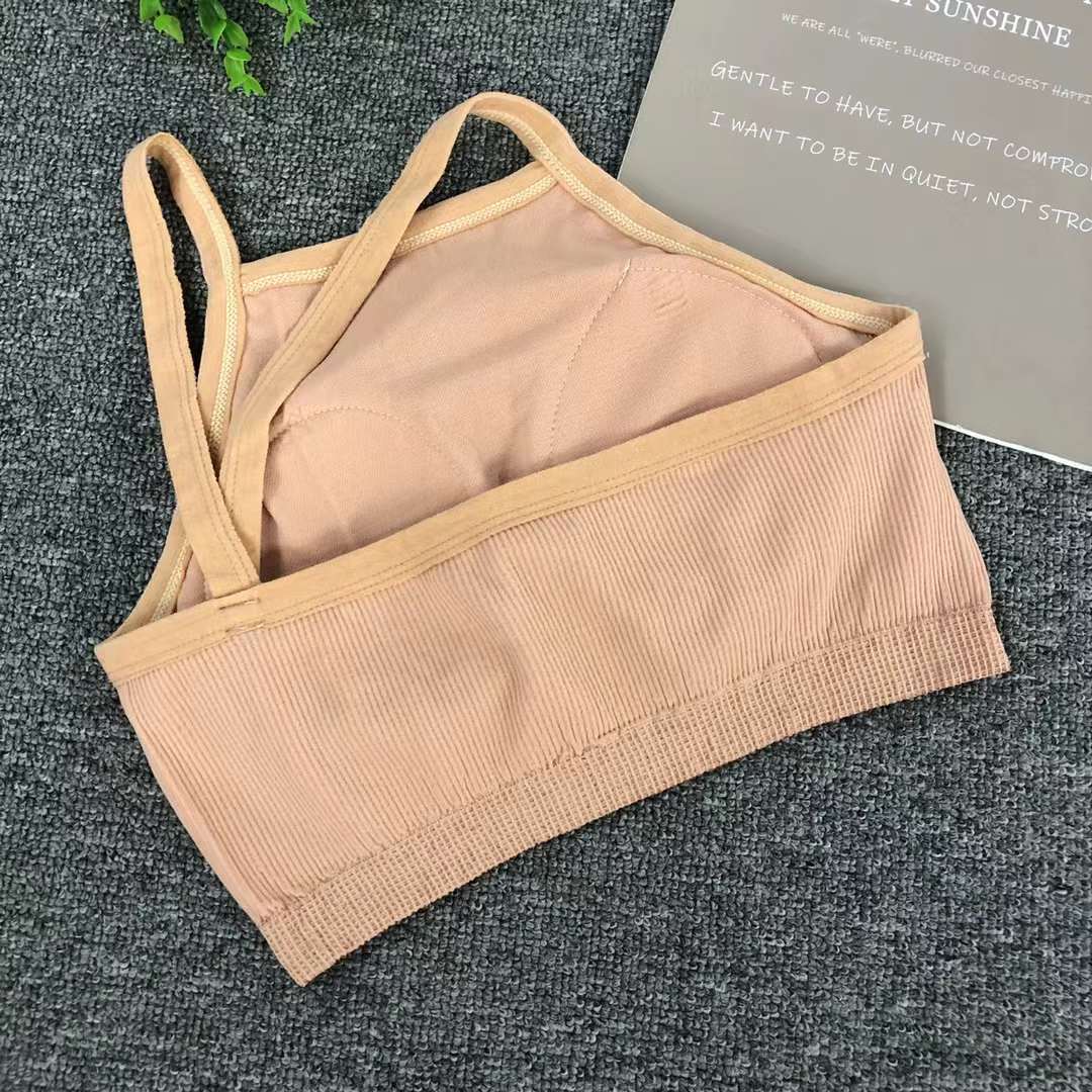 Nuevo chaleco sin costura de alta elasticidad fija copa de mujer chaleco sin anillo de acero sujetador de encaje ropa interior deportiva mujer al por mayor