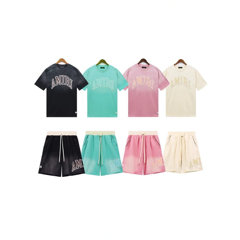 Amiri Retro Preppy Shorts Logo Patch Appliqué Washed and Distressed 25 New Summer Loose Casual Shorts