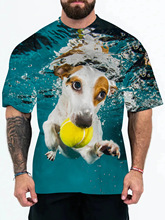 2024年跨境Temu T恤欧美嘻哈系列数码3D印花 男士街头短袖运动T恤