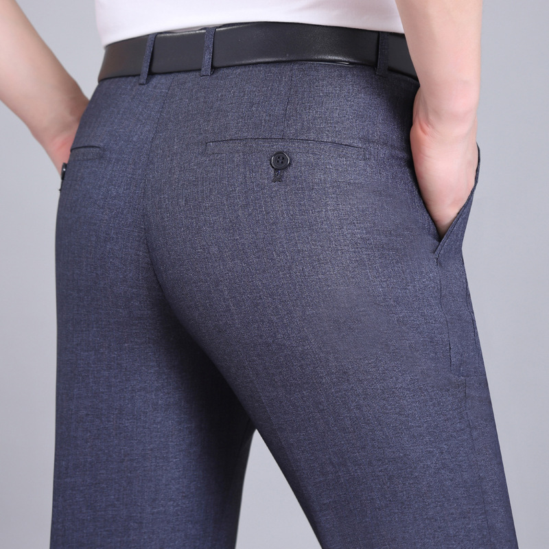 2025 verano nuevo estilo pantalones de hombre, cintura alta fina, pantalones de negocios rectos sueltos, pantalones de papá de mediana edad y ancianos image 16