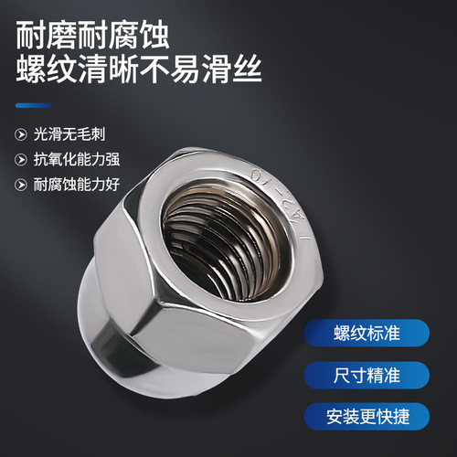 201/304/316 stainless steel 923 round head nut with integrated cover and integrated cap nut stainless steel cap nut