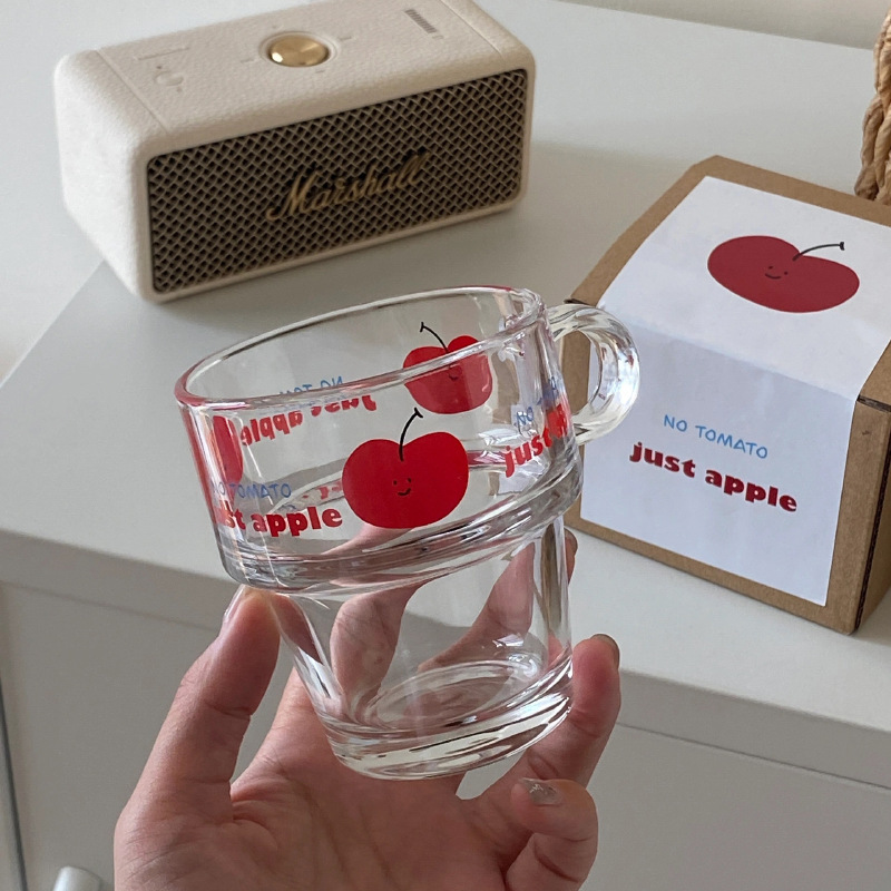 小众复古tomato番茄玻璃杯 简约中古风ins可爱苹果咖啡杯情侣礼物|undefined