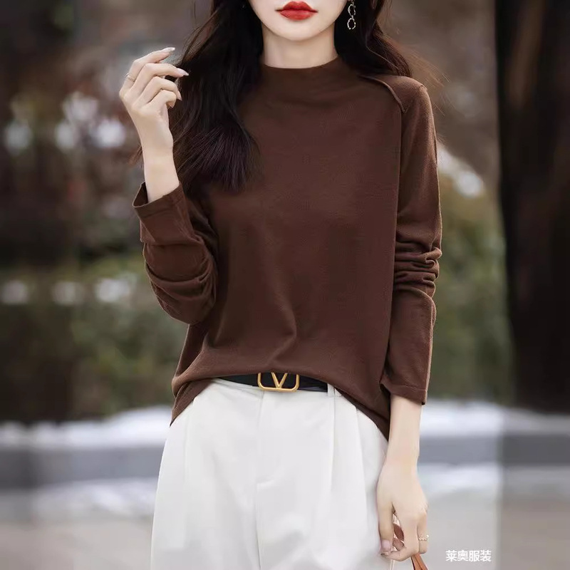 Fine imitation wool half turtleneck sweater women's raglan base shirt spring and autumn new loose casual sweater top Fine imitation wool half turtleneck sweater women's raglan base shirt spring and autumn new loose casual sweater top