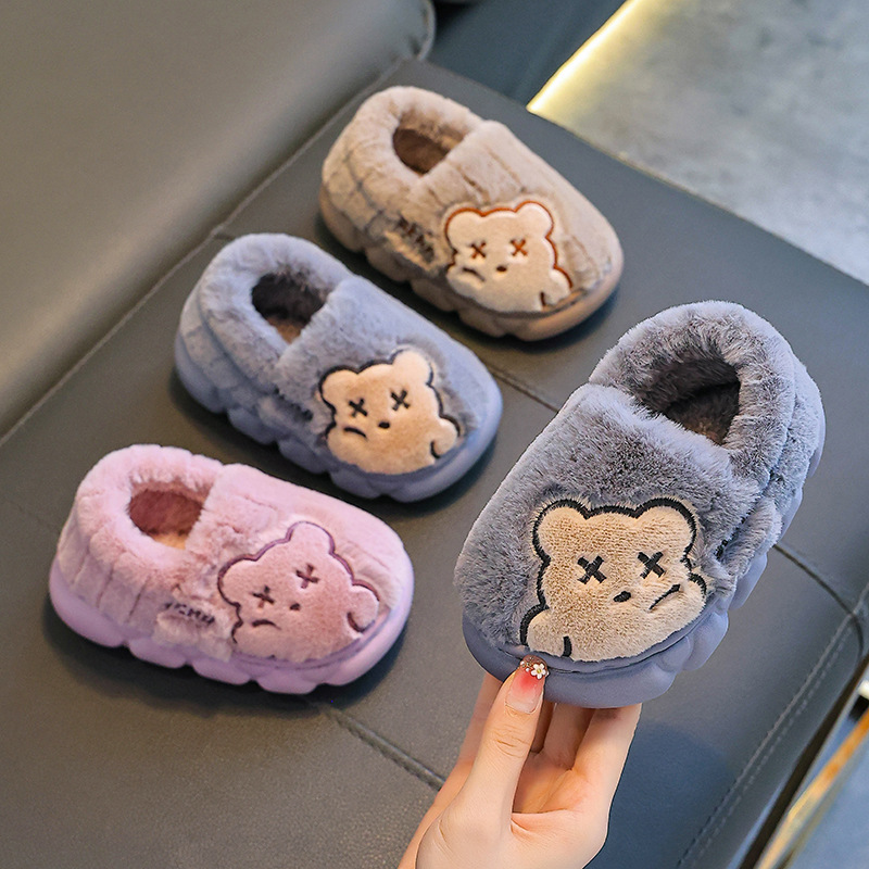 Otoño y invierno zapatillas de algodón para niños, hombres y mujeres, 2025 nuevos zapatos de algodón cálidos y de terciopelo para niños mayores y niños