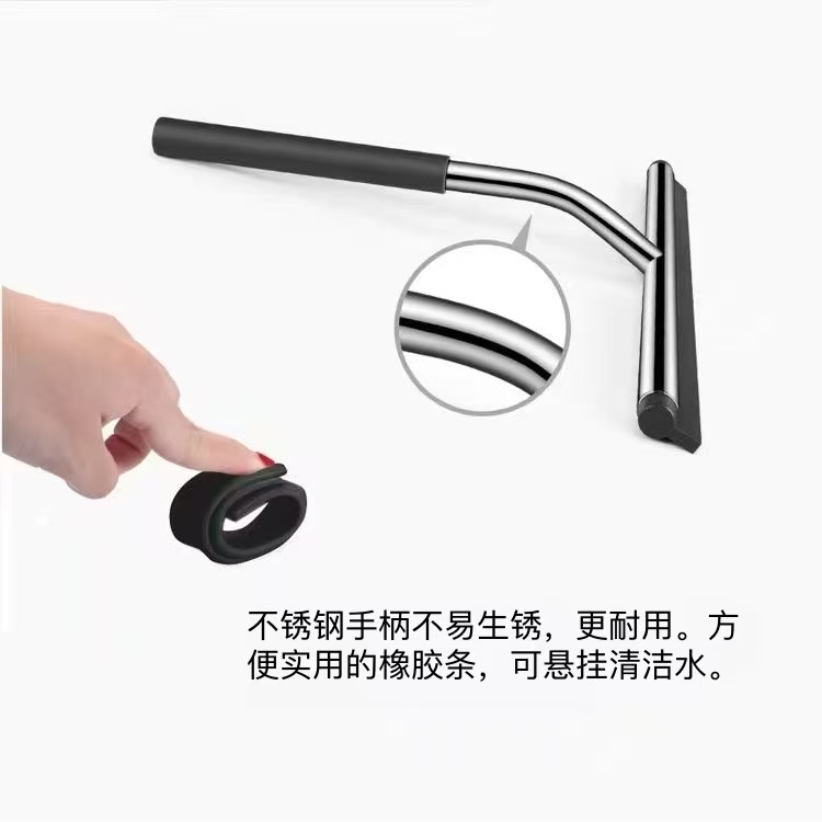 亚马逊不锈钢刮水器玻璃清洁器配挂钩硅胶刮窗器多有刮刀擦工具