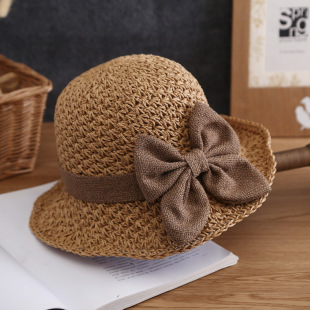 Hat Women's Summer Fresh Sunshade Hat Straw Hat Small Rim Fisherman Hat Simple Bow Japanese All-match Sun Hat