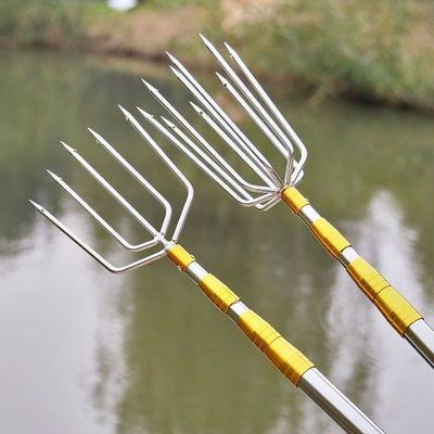 stainless steel Fish fork Steel fork Expansion bar Harpoon 3 Hangnail Fish fork manual Fish fork Dip net