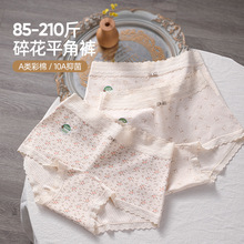 小平角全包臀纯棉碎花内裤女防走光加宽后臀加长裆舒适中腰四角裤