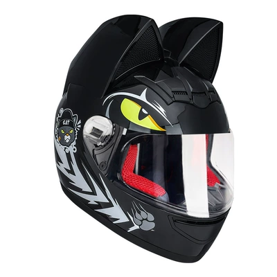 Motosiklet kaskı (dəbilqə) – All Seasons, Rider Motorcycle Helmet - hot-blood-cat-transparent-lenses-s