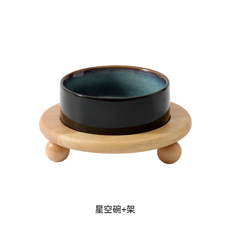 Tazón de cerámica gato tazón de comida para gatos tazón de perro tazón de beber tazón doble tazón de protección cervical suministros para mascotas