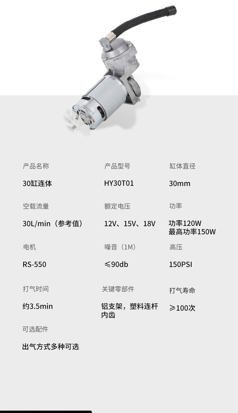 Manufacturer's 30-Cylinder Integrated Air Pump Core, Small Air Pump, Handheld Car Accessory, Car Air Pump Core