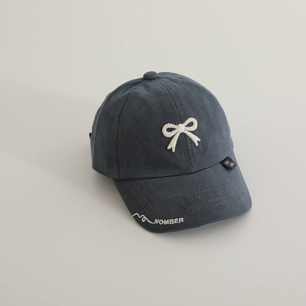 Sombreras de béisbol de niñas extranjeras, sombreros de lengua de pato para niños, modelado cóncavo, sombreros de arco bordados, sombreros de sombra para bebés, sombreros de lengua de pato