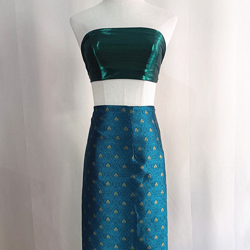 B1 dark green skirt two-piece set only includes breast-wrap skirt