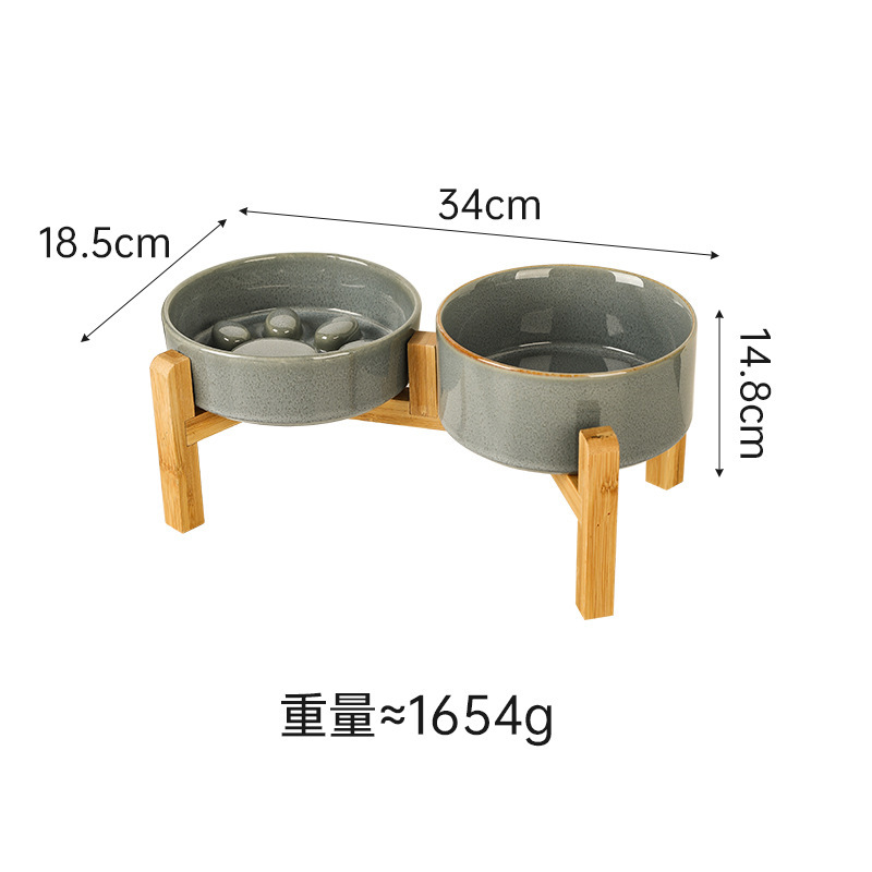 日式窑变陶瓷宠物猫碗盆狗碗饮水碗双碗保护颈椎慢食碗防噎防打翻|undefined