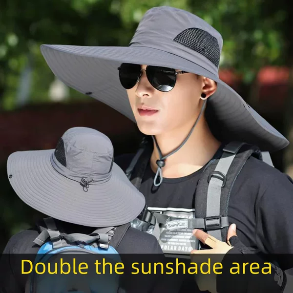 15cm Big Brim Hat Men's Outdoor Sunshade Sun Hat Summer Sun Hat Fishing Hat Mountain Fisherman Hat