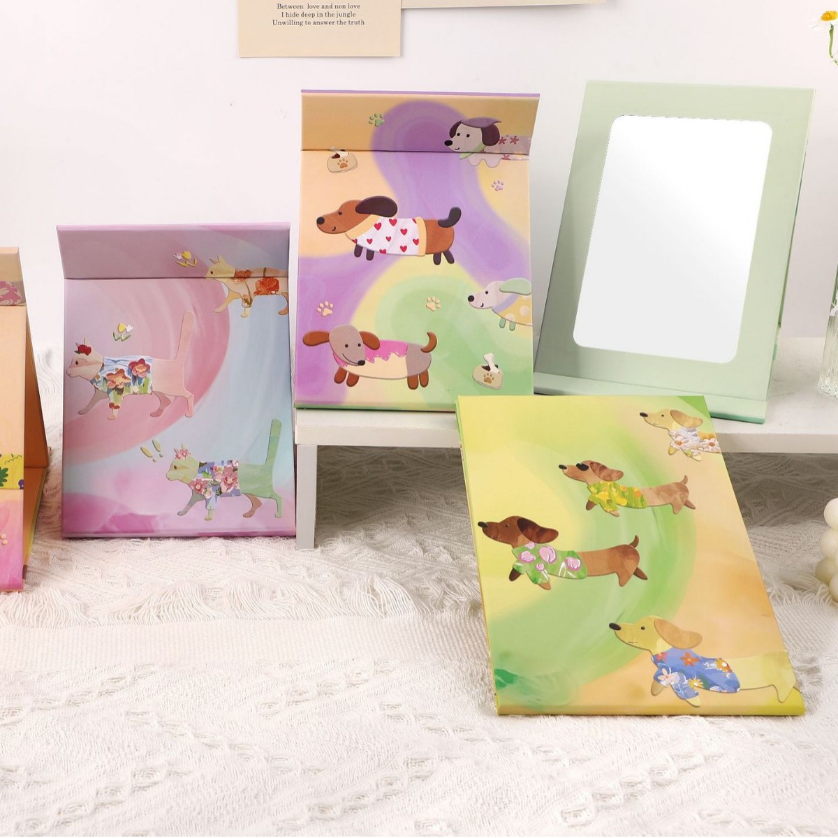 Espejos de Papel al por Mayor, Espejos de Maquillaje Plegables, Espejos de Mesa, Espejos de Vanidad Creativos, Suministros para Papelerías, Espejos de Escritorio para Dormitorios Estudiantiles