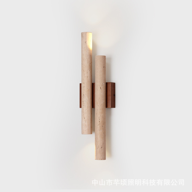 黄洞石长条壁灯墙灯中式复古诧寂风设计师客厅电视背景墙led氛围