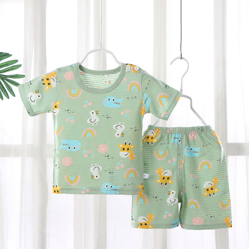 New children's t-shirt set 0-7 years old summer baby short-sleeved shorts home clothes sweat-absorbent breathable pajamas