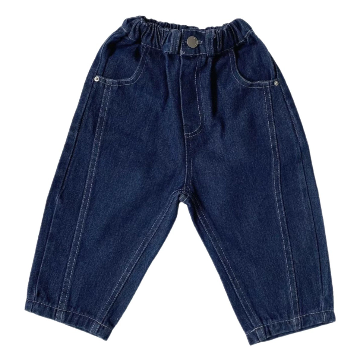 Детские джинсы GL-kids в корейском стиле, осенние, новые, свободные, универсальные, унисекс, с лоскутным дизайном, широкие штанины, длинные брюки