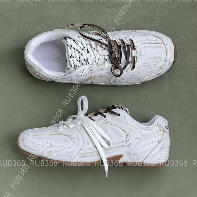 Retro Vintage-Style Casual Distressed Color-Washed Distressed Thin-Soled Two-Tone Shoelace German Training N-Logo Collaboration Women's Shoes Retro Vintage-Style Casual Distressed Color-Washed Distressed Thin-Soled Two-Tone Shoelace German Training N-Logo Collaboration Women's Shoes