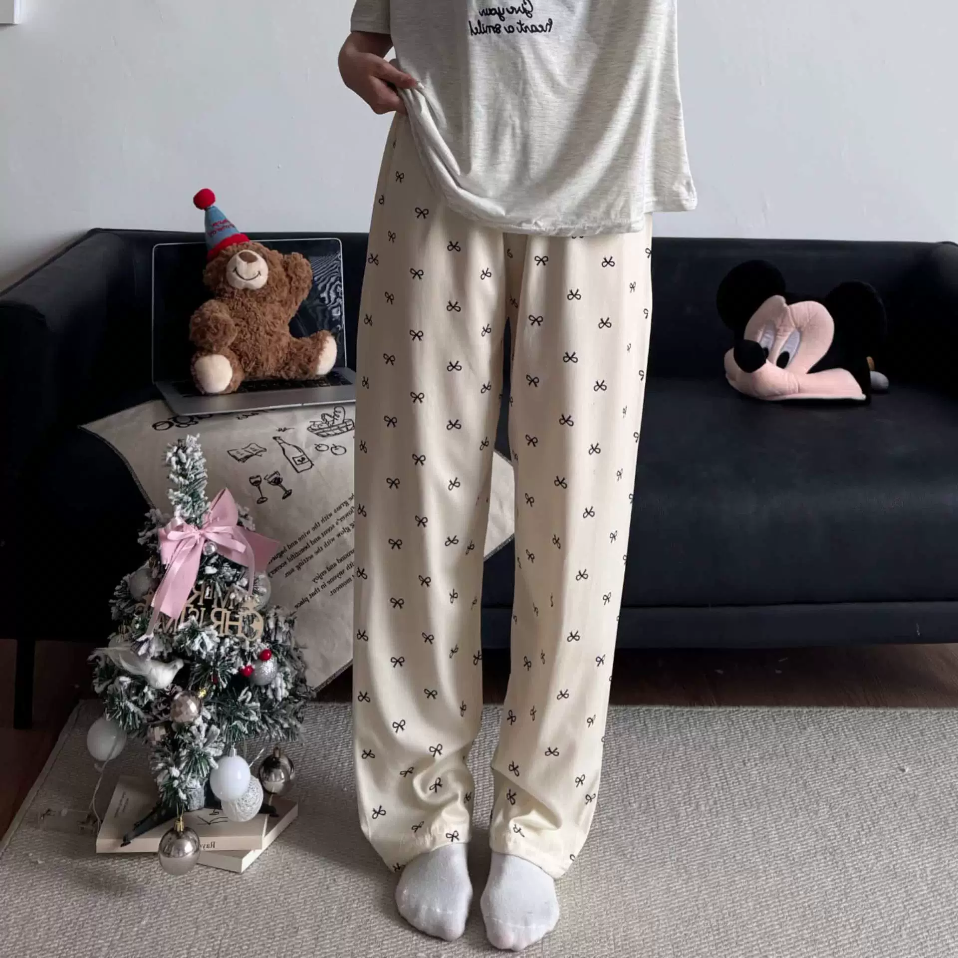 Hello Kitty, мультяшные осенние штаны, оверсайз, высокая талия, свободный прямой крой