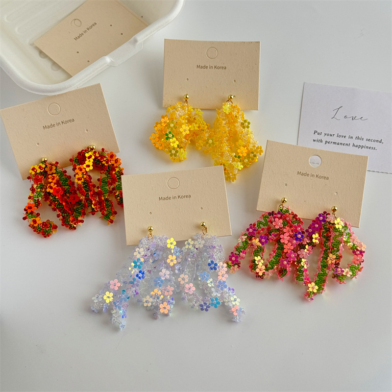 25g Weight Silver Ear Needle Material Drop Earrings Classification 1 Pair Quantity Holiday, Daily Occasion PVC Material Colorful Pattern All Seasons Season Women's Gender Sequins Design Elegant, Ethnic Style Style 1 Pair Elegant Ethnic Style Colorful Sequins PVC Drop Earrings 16