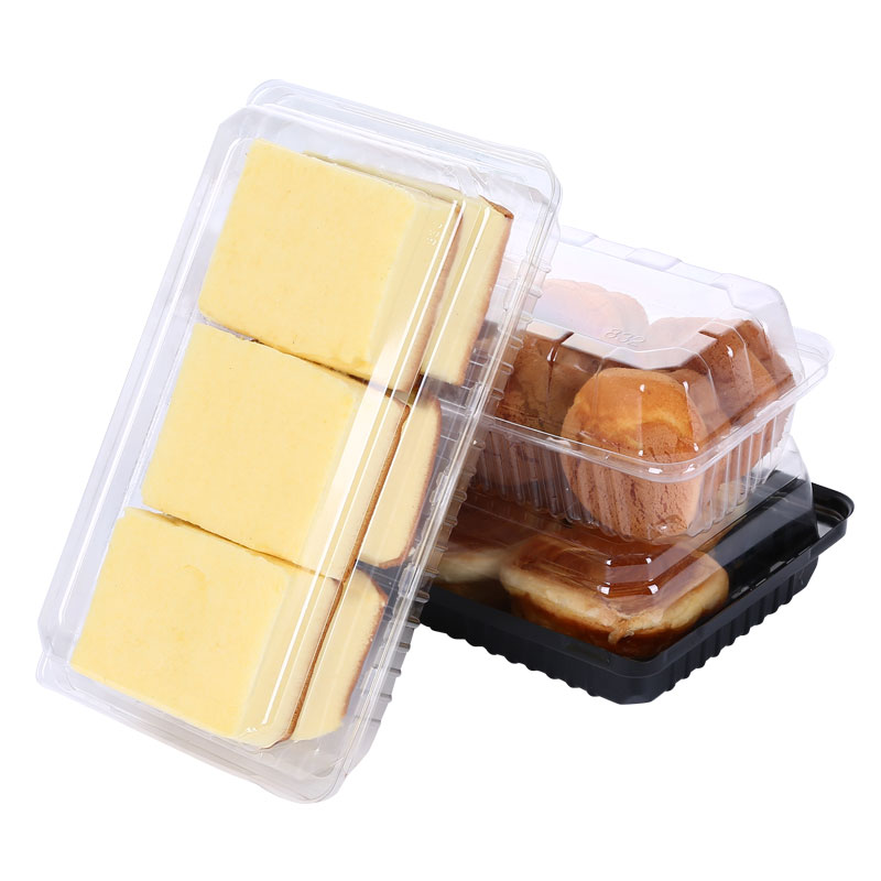 Caja de pastel de casco viejo horneado caja de embalaje de plástico de plástico de torsión caja de embalaje de plástico transparente caja de embalaje de punto oeste desechable