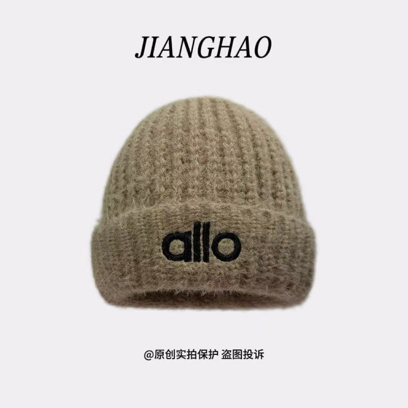 时尚冬季兔毛字母针织帽子女韩版纯色百搭保暖护耳毛线帽简约冷帽|undefined